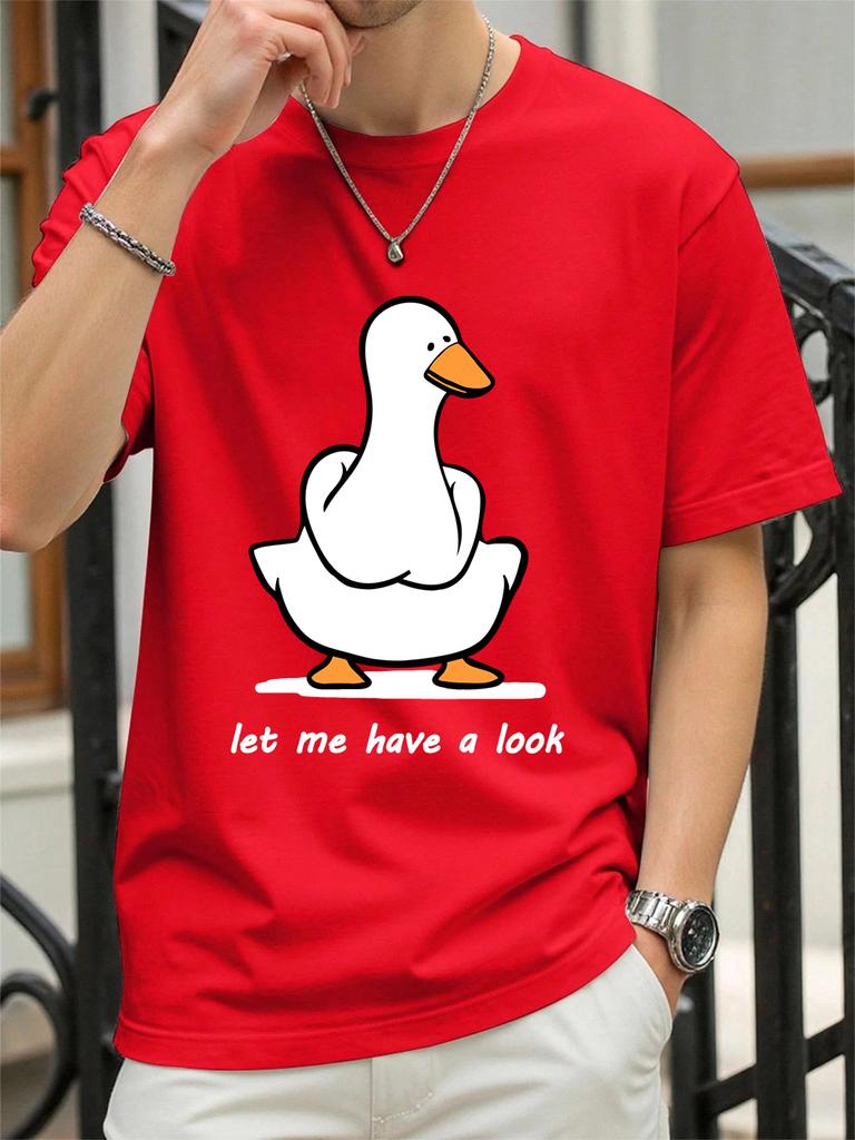 Let Me Have A Look Goose Printed TShirts Womens Cotton Summer Tops Soft Loose ONeck Short Sleeve T Shirts Casual Woman Clothes