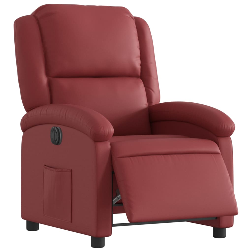 Electric Recliner Chair Burgundy Synthetic Leather
