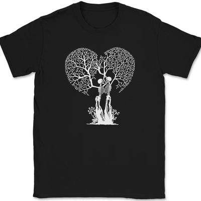 Skelett Paar T-Shirt Lustig Halloween Herbst Totenkopf Hexe Gruseliges T-Shirt