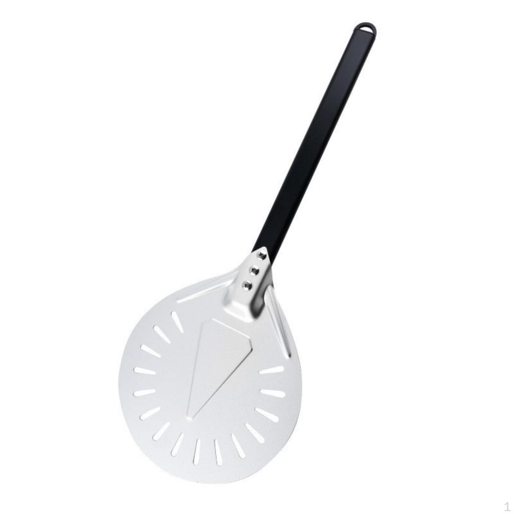 Perforated Pizza Peel Lightweight with Hanging Loop for Home Cooks L Blk Handle