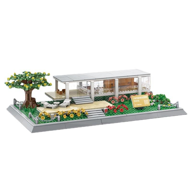 

661PCS World Famous Architecture Construction Bricks Farnsworth House Of Illinois USA Assembly Learning Playthings Gifts Ideal For Children
