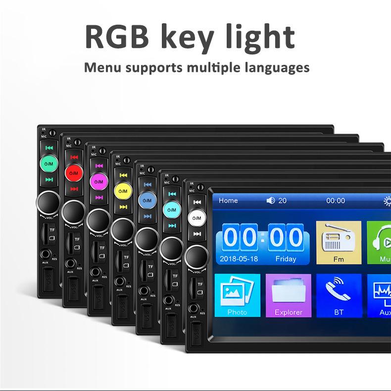 7-Inch Double Din Car Multimedia CarPlay Central Control Bluetooth Radio MP5 Player