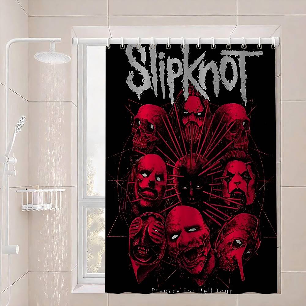 S-Slipknot Rock Logo Waterproof Fabric Shower Curtain Bathroom Decoration Curtain Home Hawaiian Style Shower Curtain