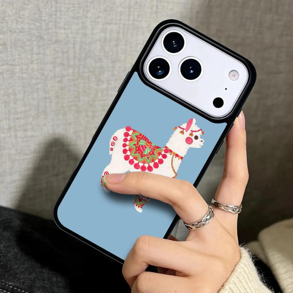 Capa Case for iPhone 17 Air 16 Pro Max 15 Plus 11 13 Mini 14 12 Back Phone Cover Happy Lama Travel No Prob Llama