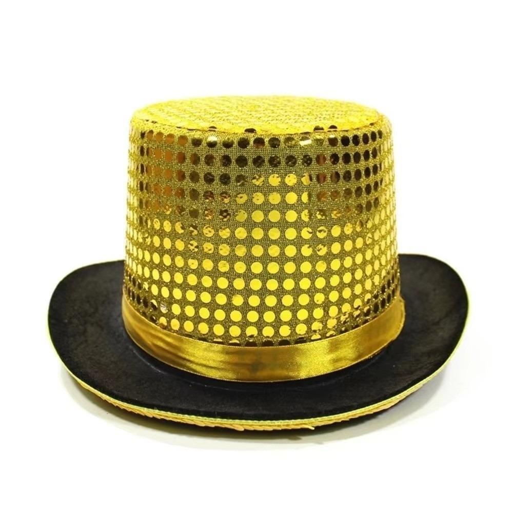 Sequined Glitter Top Hat British Style Multicolor Glittering Magician Hat Durable Lightweight Polyester Bowler Jazz Hat