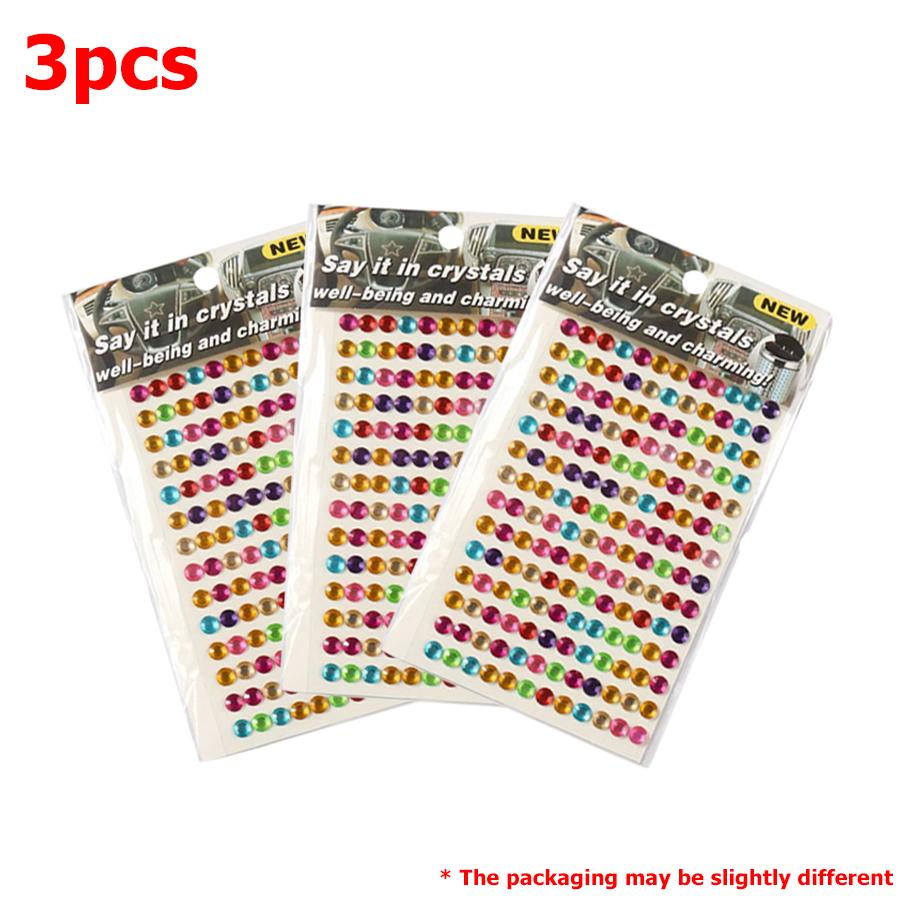 

3pcs Color Self-adhesive Acrylic Crystal Sticker Drill Round Rhinestone Craft Jewels Gem Sticker for Scrapbook Diary Decoration