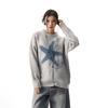 CTB Retro Sweter z Gwiazdą Piwną i Rozgwiazdą - Unisex Luźny Krój z Haftem Muszli na Jesień/Zimę
