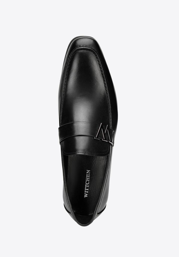Wittchen Men's Genuine Leather Moccasins With Metal Logo Black Black Genuine Leather