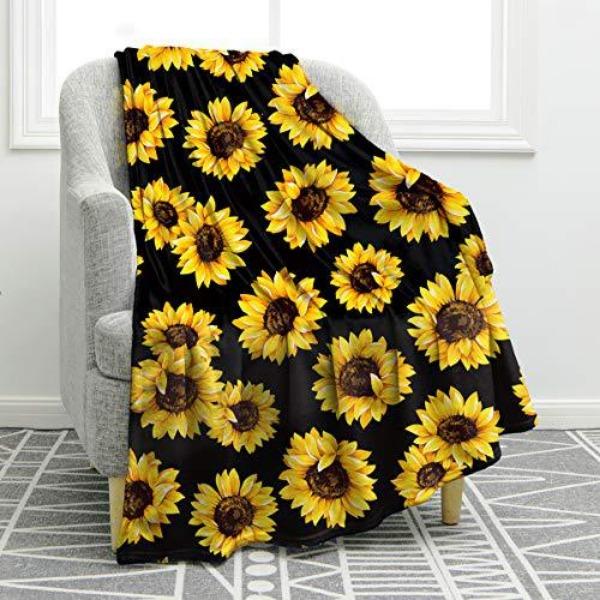 Sunflower Pattern Flannel Blanket Sofa Sheet Bedspread Blanket