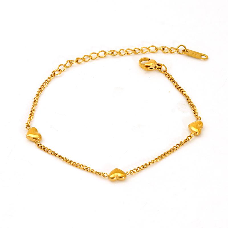 Korean Niche Design Peach Heart Necklace Stainless Steel Versatile Women's Love Bracelet Jewelry