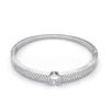 Round Zircon Bracelet: European and American Light Luxury Style, Versatile Half-Circle Design with Full Diamond Setting for Women.