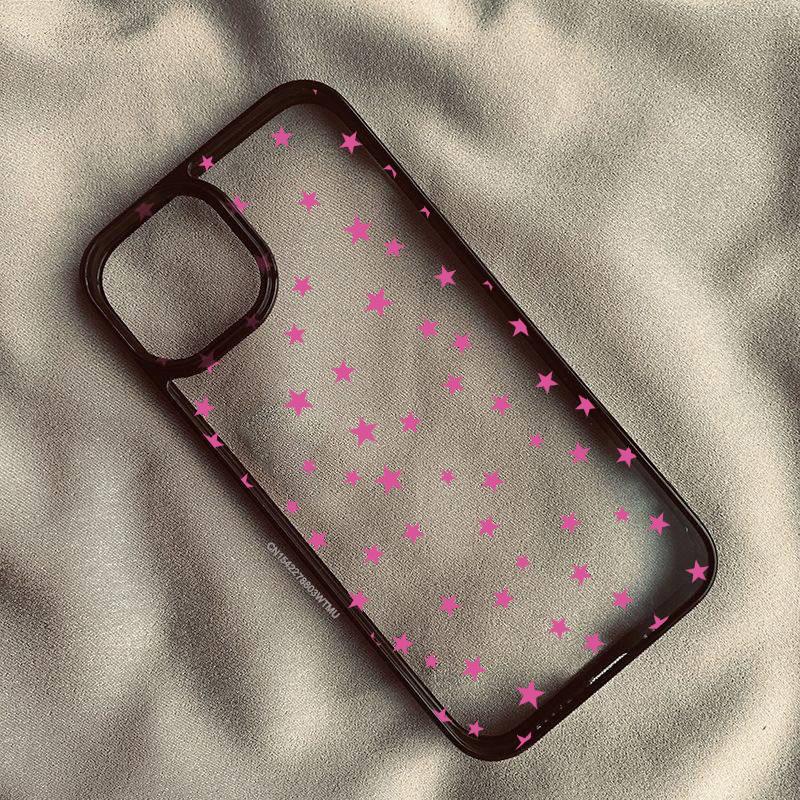 Cute Creative Colorful Star Phone Case For iPhone 16 14 Pro Max 15 13 12Mini 11 XR XS X 7Plus Y2K Simple Luck Clear Hard Cover