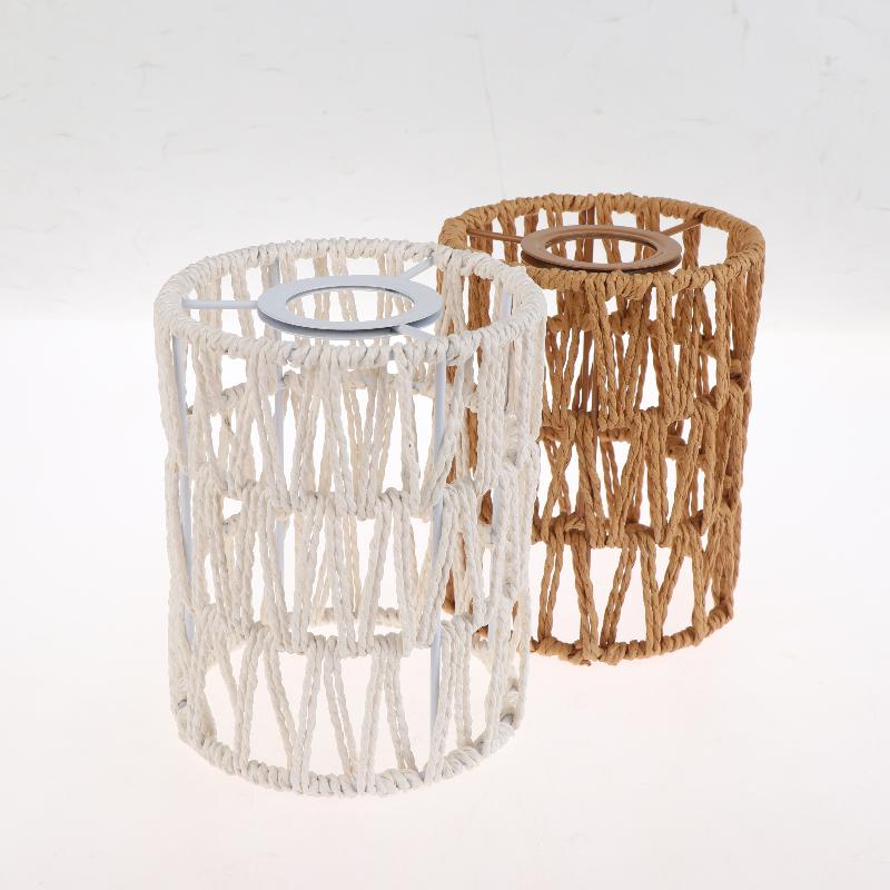 Handmade Paper Rope Woven Rattan Lampshade Boho Decorative Lampshade Table Lamp Decorative For Garden Yard Living Room
