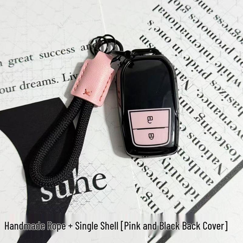 Toyota Car Key Cover - Suitable for Alphard, Corolla, Camry, Crown, RAV4 - Black/Pink