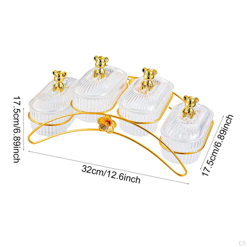 Dried Bowl Storage Breakfast Trays 4 Compartments Snack Holder for Home