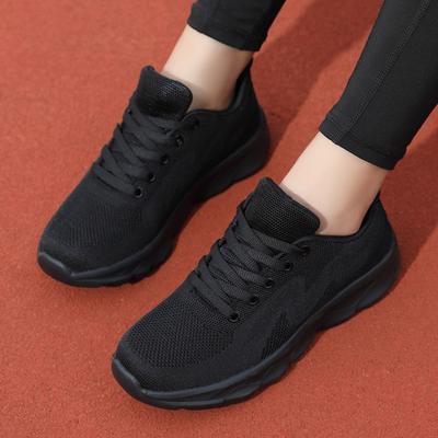 Summer Women's Shoes Versatile Breathable Lightweight Running Sports Shoes Breathable Casual Travel Shoes Black Work Shoes Women