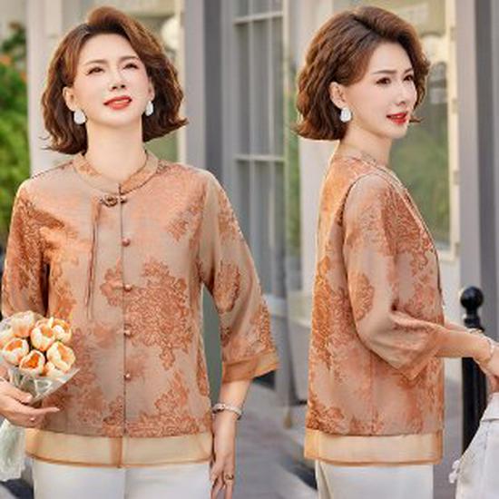 2026 Spring/Summer Trendy Chinese-Style Seven-Sleeve Shirt for Mom