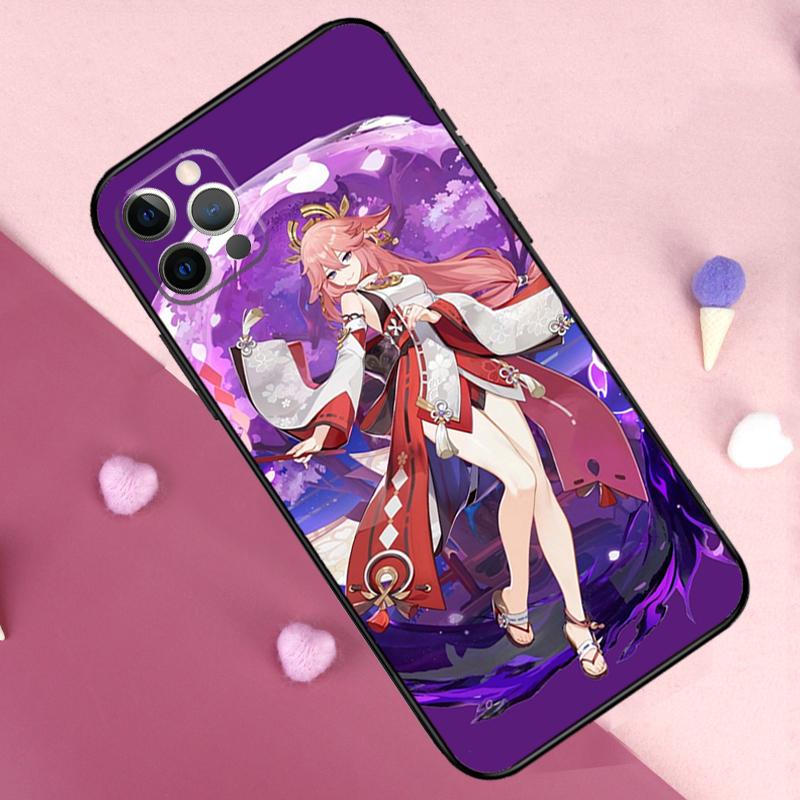 Genshin Impact Yae MIko Phone Case For iPhone 17 Pro Max 11 14 15 16 Pro Max Plus 13 12 Mini 16e 17 Air Back Cover