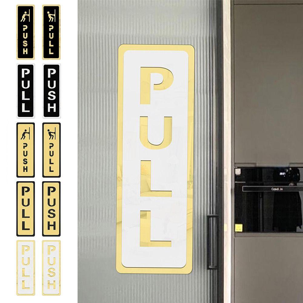 Acrylic Push Pull Sign Sticker Push & Pull Door Sign Window Door Sticker 3D Waterproof Sliding Door Sticker Shop Door
