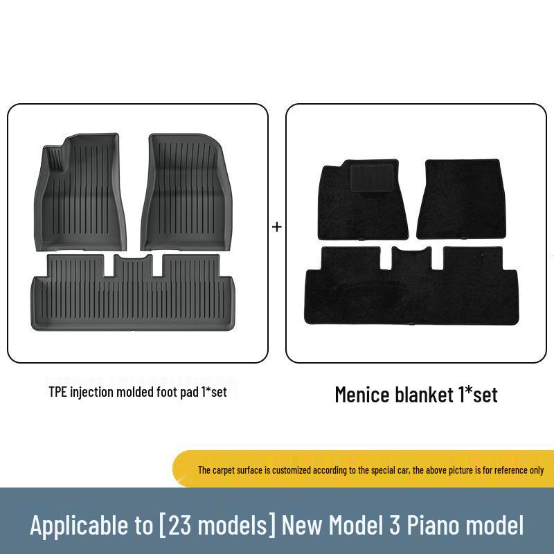 Eco-Friendly TPE Floor Mats for 2023 Tesla Model 3 - All-Weather Piano Style