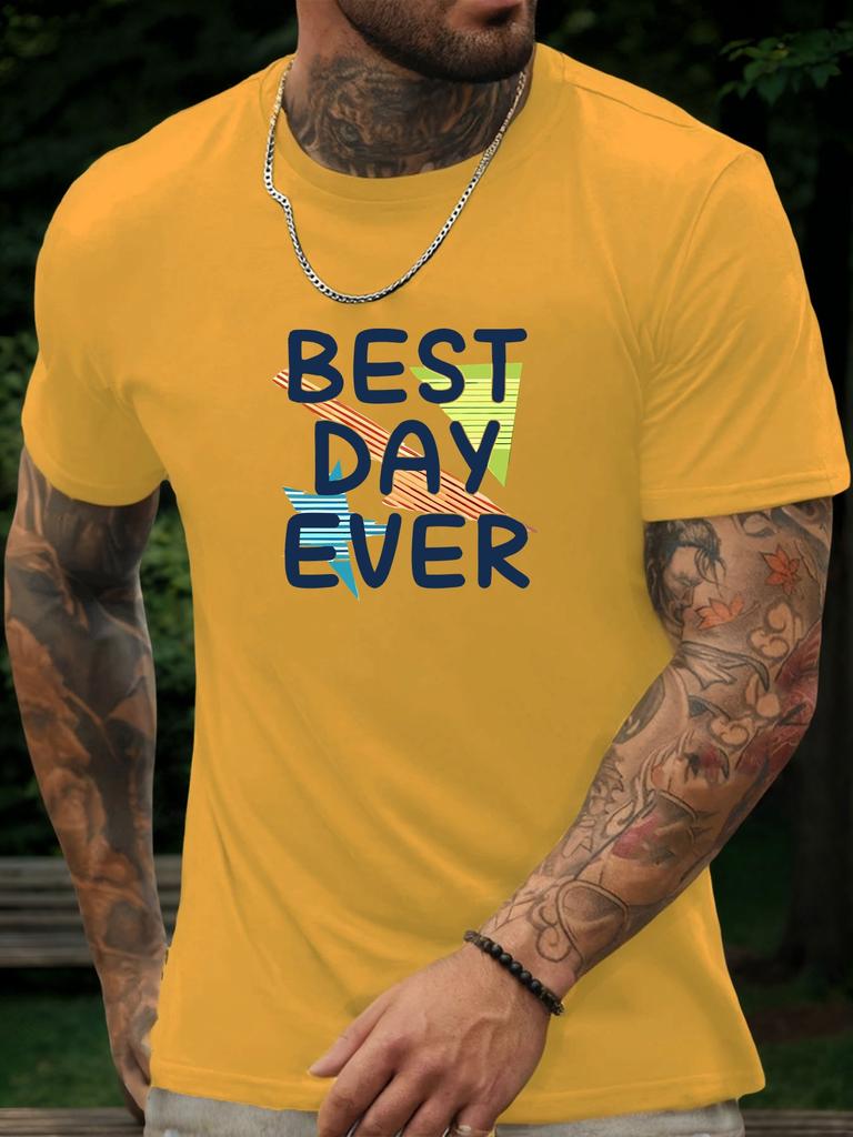 Short Sleeve TShirt BEST DAY EVER Mens 100 Cotton Pattern Printed Shirt Summer Round Neck Breathable Casual Fashion Cool Tee