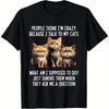 Funny Cat T-Shirt, People Think I'm Crazy Because I Talk to My Cats Tee