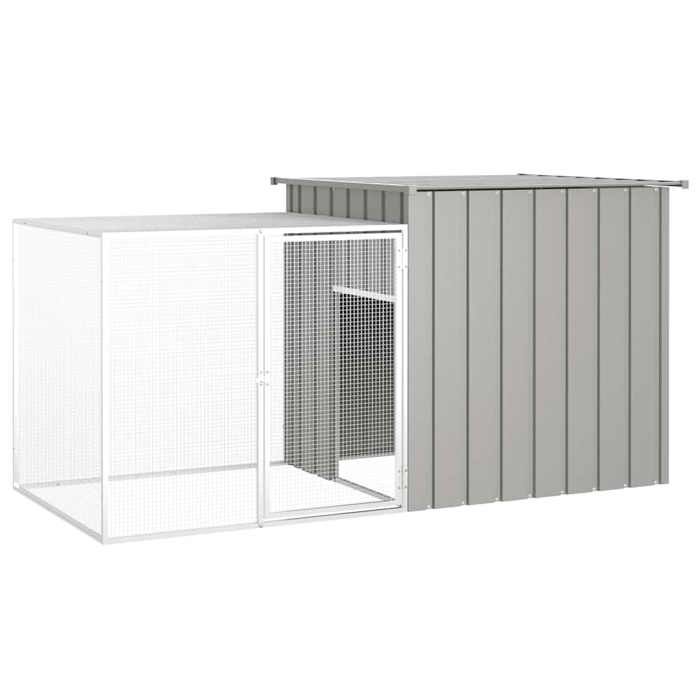 VidaXL Cage pour poules Gris 200x91x100 cm Acier galvanisé, parcours à poules, cabane à poules, poulailler extérieur, 171546