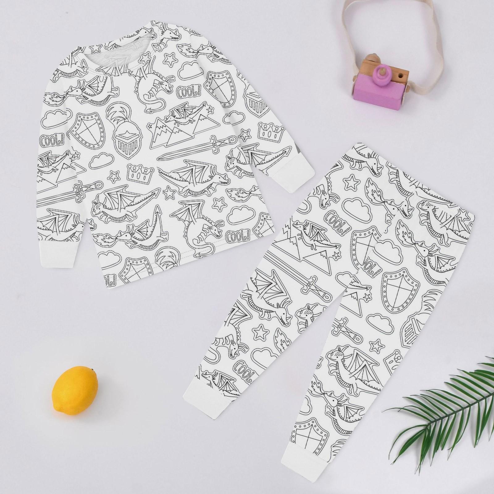 

Детский комплект домашней одежды Sketch Coloring Fun Раскрашенная вручную домашняя одежда Пижамный комплект 120