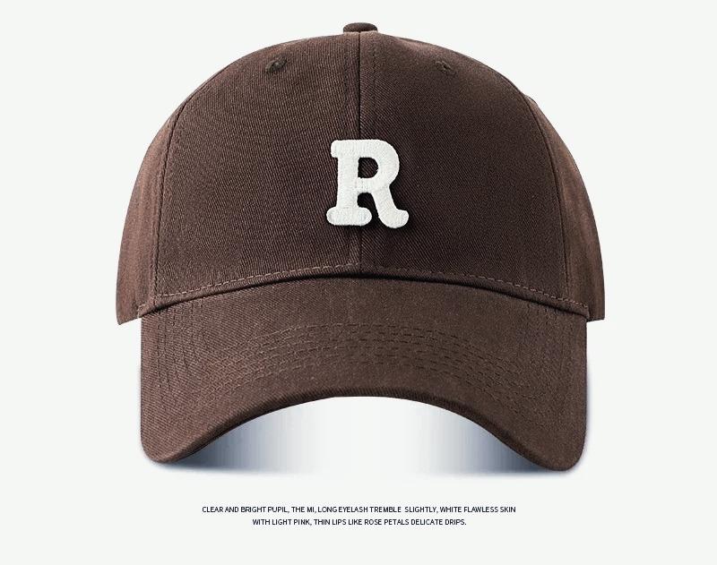 Large Head Circumference Baseball Cap Men's /Women's Dome Hat Soft Top Cap 60/65cm Sun Protection Letter R Hat Adult Caps