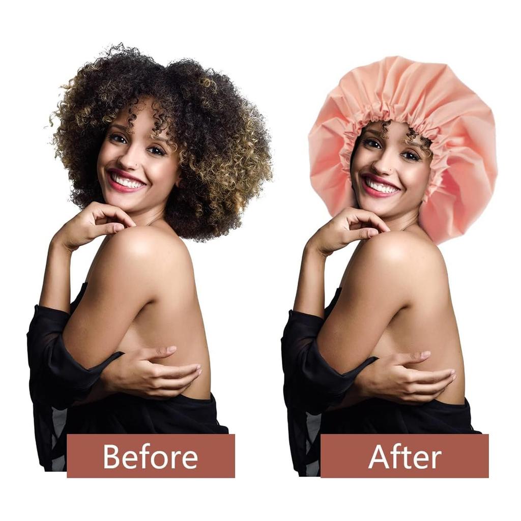 Nastavitelná dvouvrsstvá opakovaně použitelná koupací čepice, velká pro všechny vlasy, pro dívčí lázeň, měkká pro ženy s dlouhými vlasy