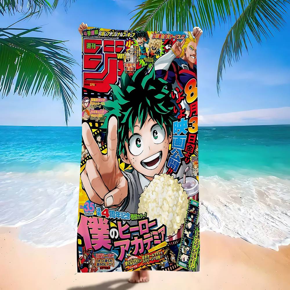 Amine My Hero Academia Kaminari Denki Microfiber Beach Towel Absorbent Quick Dry Yoga Swimming Resort Mountain Climbing Towel