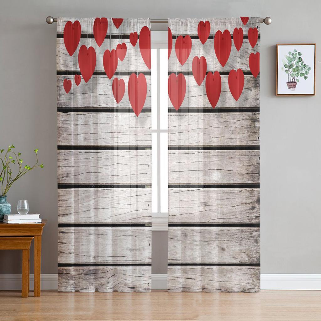 Red Boxing Gloves Against Wooden Wall Tulle Curtains ideal for Living Room Bedroom Space Space Decor Transparent Sheer Voile Window Opening Drape