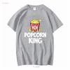 Popcorn King Machine Movie Snack Maker T Shirt Men vintage Washed Comfortable graphic Top For Everyday Wear Stretched Unisex