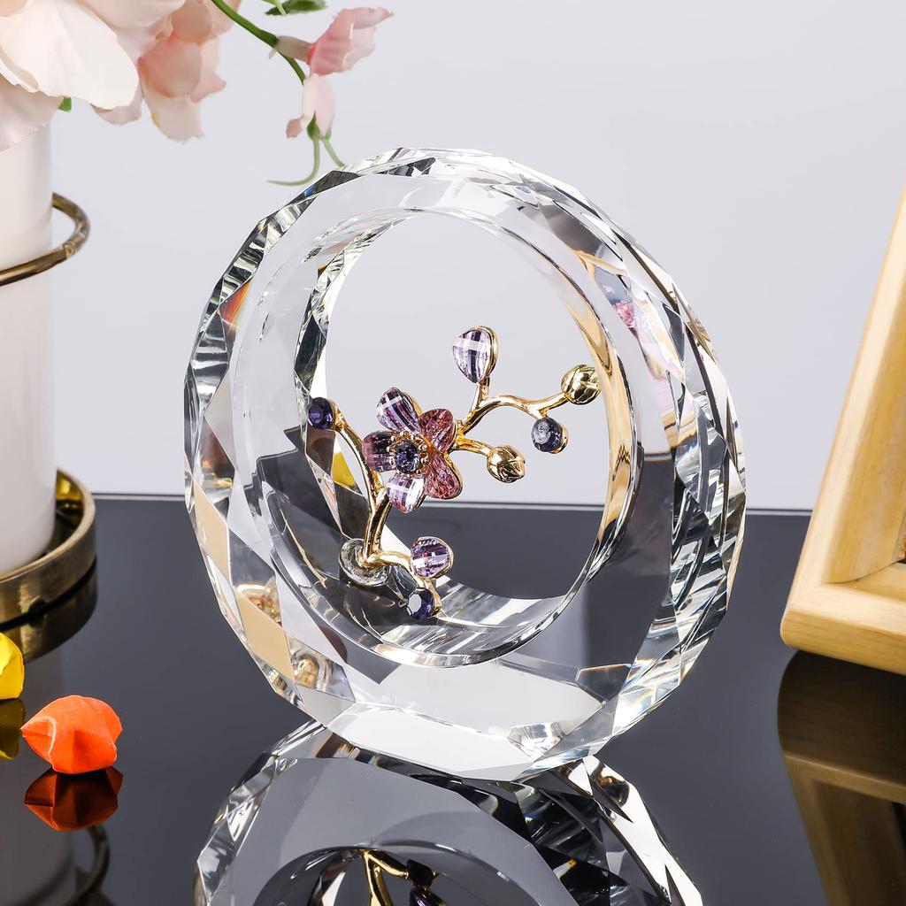 Popular Birthday Gift for Women, Mothers, Wives, Girlfriends, and Grandmas: Authentic K9 Crystal Inlaid Plum - Never-Fading Flower (Purple)