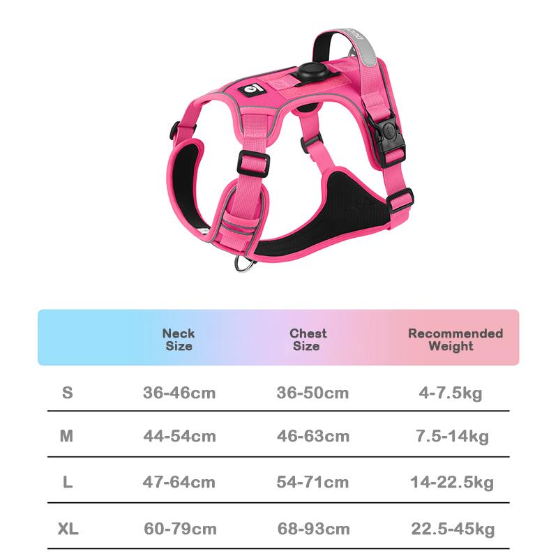 No-Pull Dog Harness for Large Dogs with GPS Tracker Slot Heavy Duty Reflective Adjustable Pet Vest Harness for Outdoor Walking