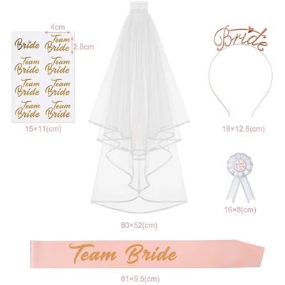 Wedding Decorations Bridal Shower Wedding Veil Team Bride To Be Satin Sash Bachelorette Party Girl Party Decoration Supplies