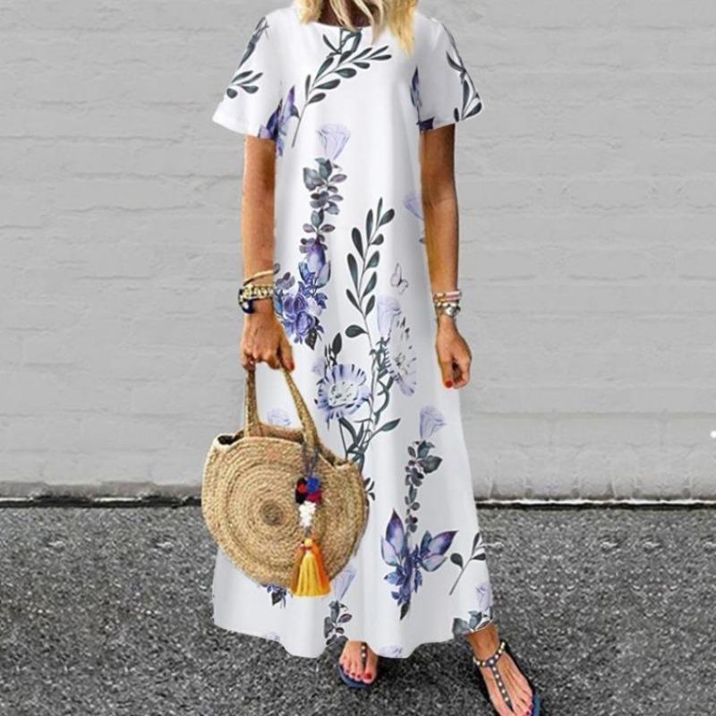 

BITCED Fashion Summer Spring Short Sleeve O-Neck Casual Dresses S