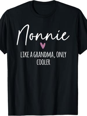 Nonnie Like a Grandma Solely Cooler Heart Mother'S Day Nonnie T-Shirt Retro Casual Crew Neck Printed T-Shirt