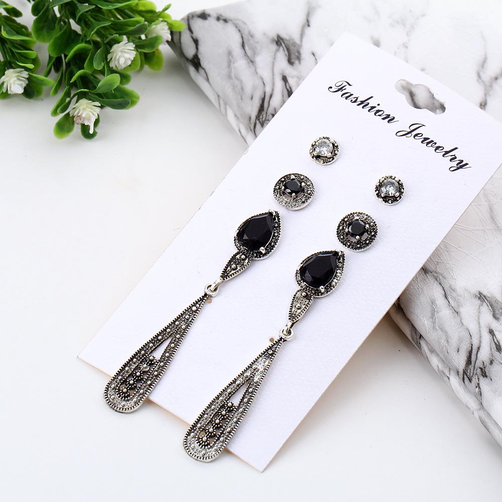 4 Pair Retro Bohemia Style Long Earring Set Modern All-match Eardrop Ornament