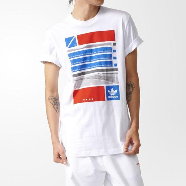 adidas Originals Archive Label Print Short Sleeve T-Shirt Men Tops White BQ3043
