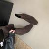 2025 New Round Head Suede Button Square Head Low Tube Thin Martin Fashion Women's Short Boots