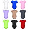 Mens Solid Color Short Sleeve Leotard Glossy Round Neck High Cut Bodysuit Swimwear Sportswear