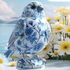 Charming Blue and White Porcelain Bird Room Decoration, Suitable for Indoor and Outdoor Decoration of offices and Terrace