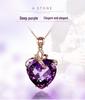 Намисто з підвіскою у формі серця з аметистом, покрите 18-каратним золотом, з фіолетовим дорогоцінним каменем.