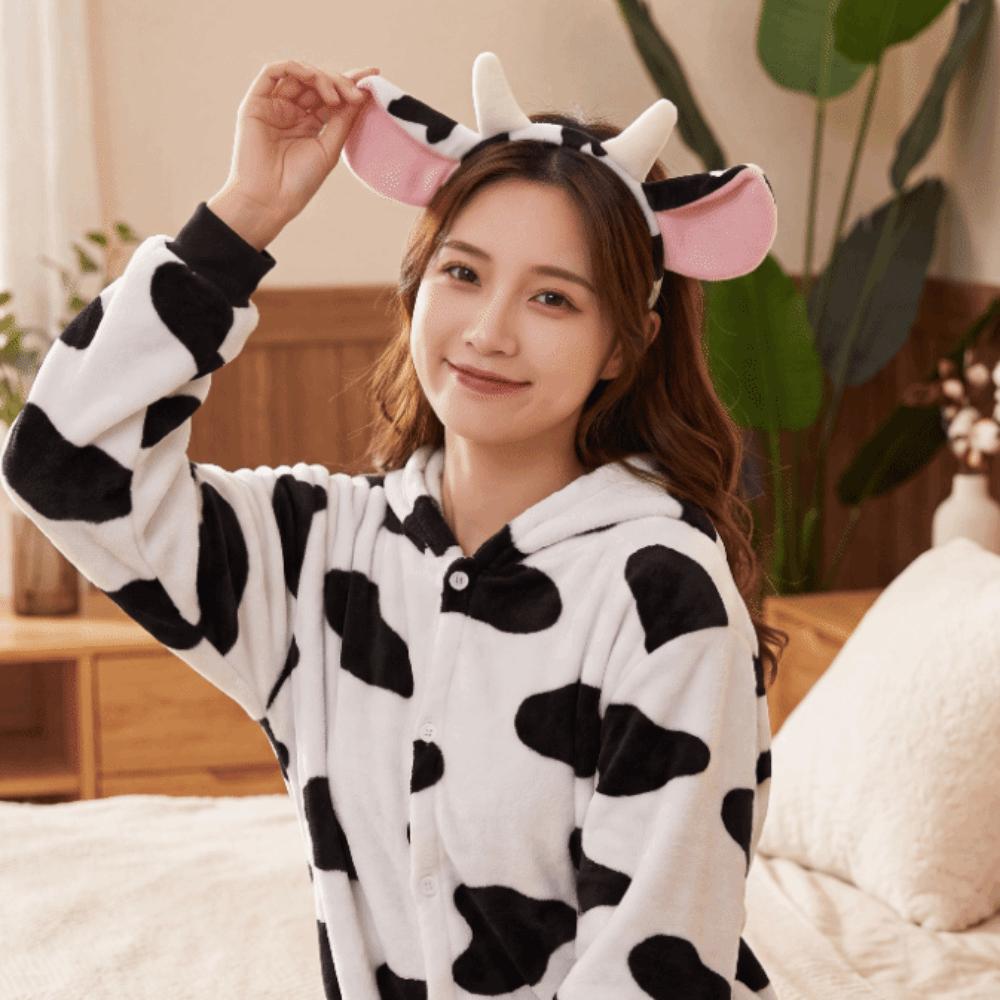 Hair-Pressing Animal Ears Hair Hoop Non-Slip Dairy Cow Hairband Funny Cow Horn Headband Photo Prop
