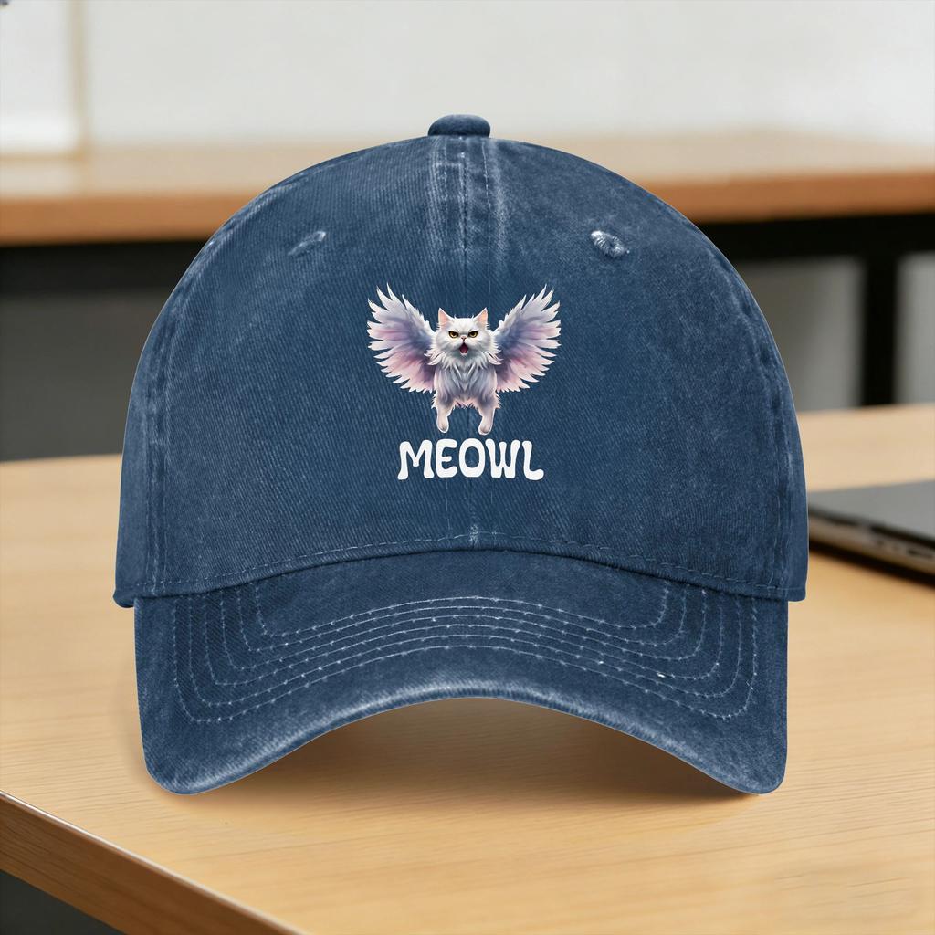 Washed Baseball Cap Meowl Funny Meme Summer Hip Hop Hats For Unisex Women Fashion Outdoor Sport Sun Baseball Caps