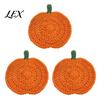 Crochet Pumpkin Cushion Handmade Coasters, Soft Polyester Coffee Mats, Heat Resistant Drink Mats Autumn Themed Farmhouse Dining Accessories