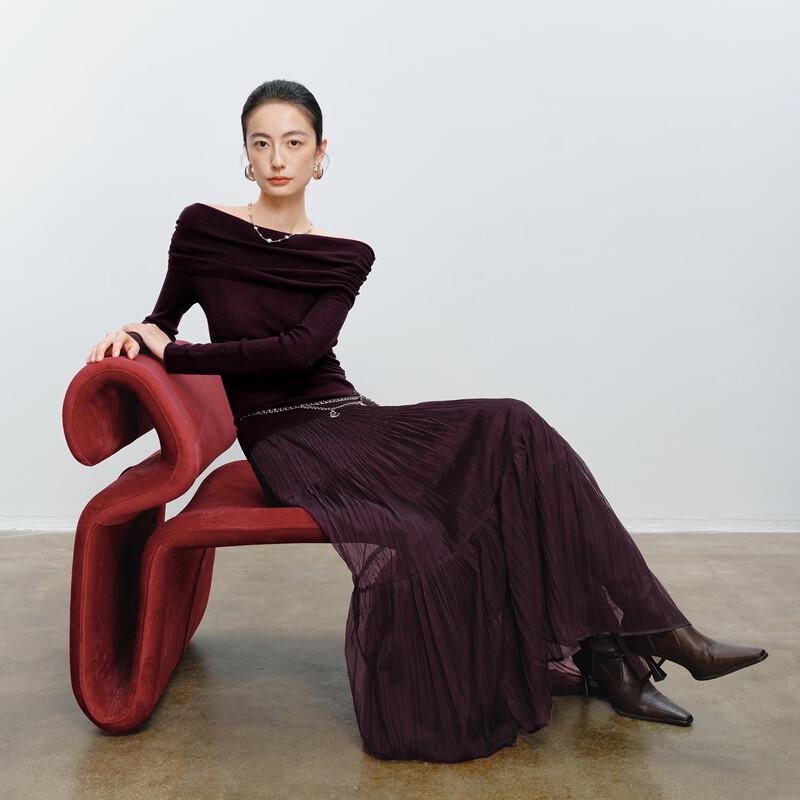 eifini Women's Long Sleeve Off-Shoulder Knit Sweater