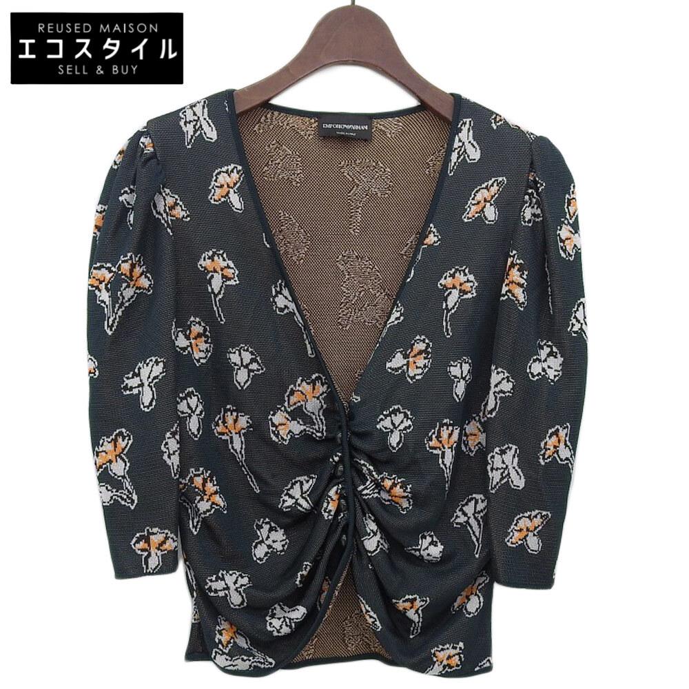 

EMPORIO ARMANI Beautiful all-over print knit cardigan for women, green, size 42, 6K2MYD 2MB6Z tops 42 greenUsed