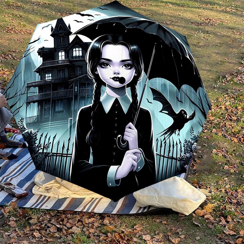 1PC Haunted House Umbrella Umbrella-8-Rib Reinforced, Automatic Open, Lightweight & Durable, Cute Fashion Accessory for Outdoor-K1249